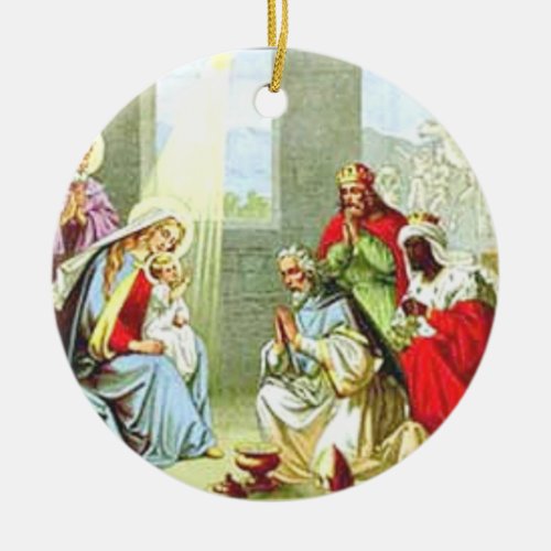 Wise Men At The Nativity Ceramic Ornament
