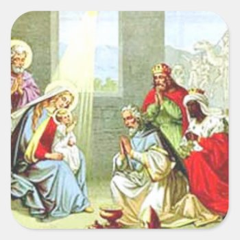 Wise Men At The Nativity Square Sticker by santasgrotto at Zazzle