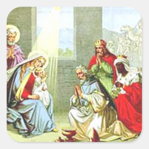Wise Men At The Nativity Square Sticker