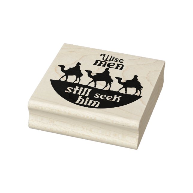 Wise Men Camels Christmas Square Wood Rubber Stamp (Stamp)