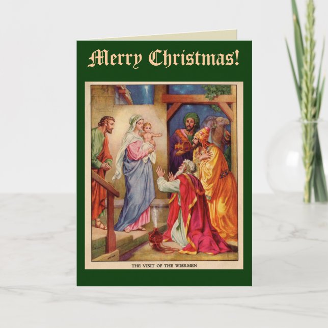 Wise Men Christmas Card, with Bible Verse Holiday Card (Front)
