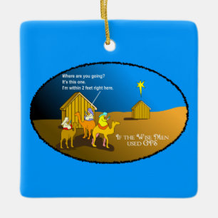 Wise Men Geocaching Christmas Ceramic Ornament