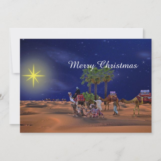 Wise Men Star Christmas Graphic Christmas Flat Holiday Card (Front)