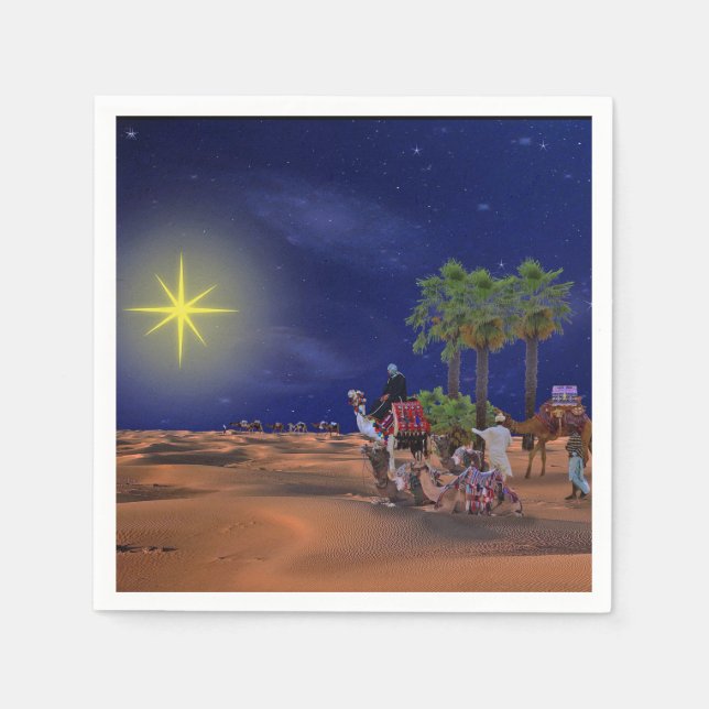 Wise Men Star Christmas Graphic Napkins (Front)