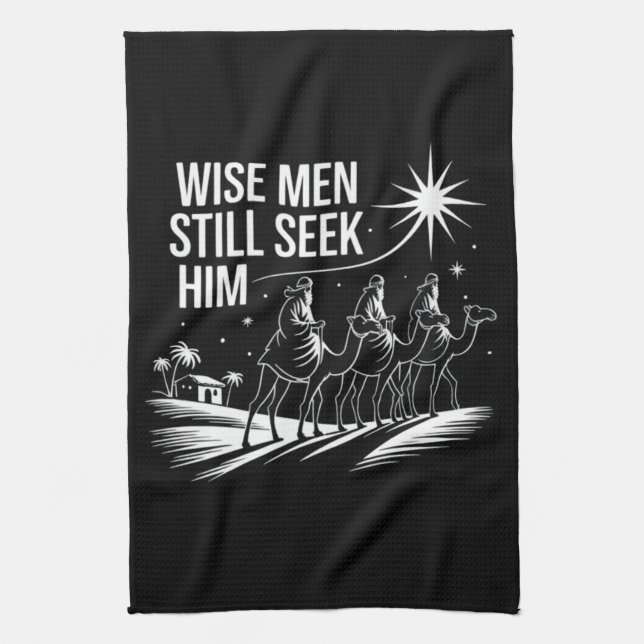 Wise Men Still Seek Him Christian Christmas Jesus Kitchen Towel (Vertical)