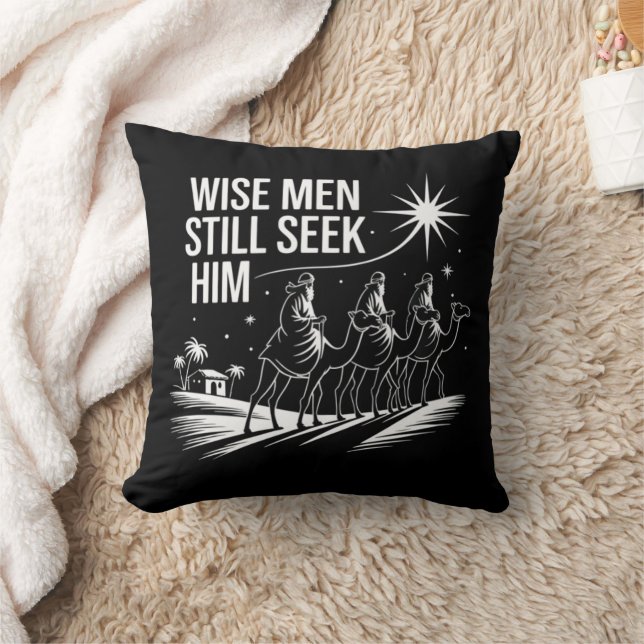 Wise Men Still Seek Him Christian Christmas Jesus Throw Pillow (Blanket)