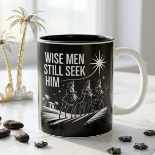 Wise Men Still Seek Him Christian Nativity Design Two-Tone Coffee Mug