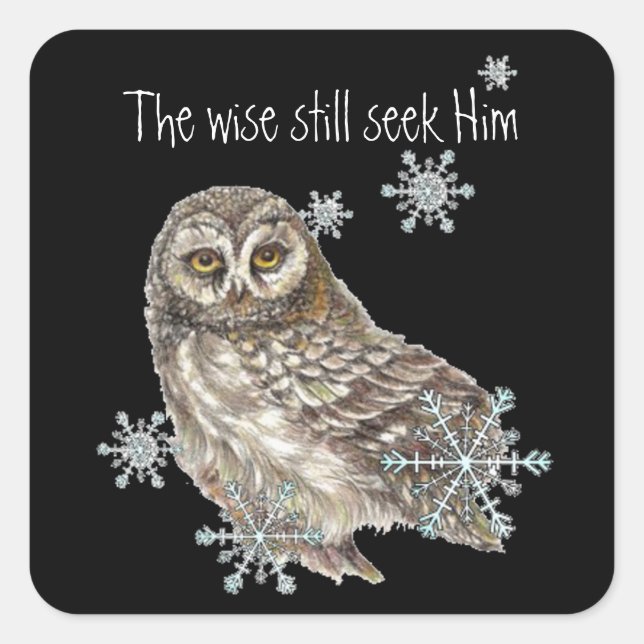 Wise Men Still Seek Him Quote Owl Bird Square Sticker (Front)