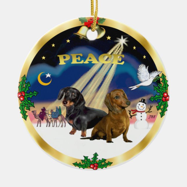 Wise Men - Two Dachshunds Ceramic Ornament (Front)