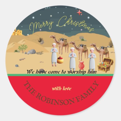 Wise Men with gifts Nativity Story  Classic Round Sticker