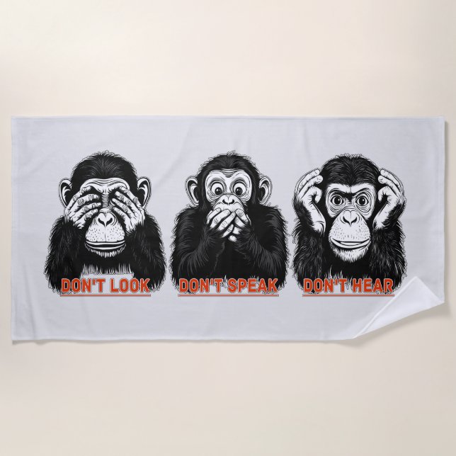 wise monkeys beach towel (Front)