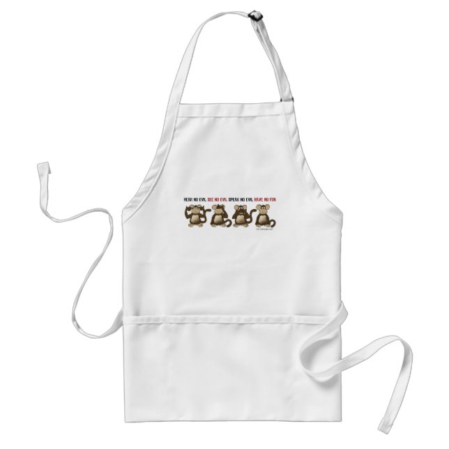 Wise Monkeys Humour Adult Apron (Front)