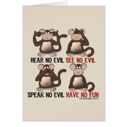 Wise Monkeys Humour Cards (Front)