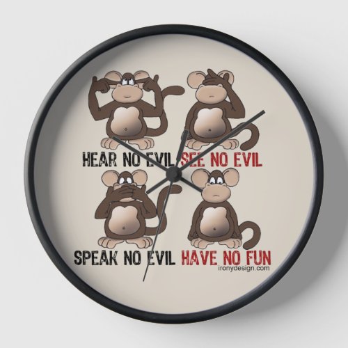Wise Monkeys Humour Clock