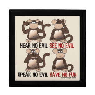 Wise Monkeys Humour Jewelry Box