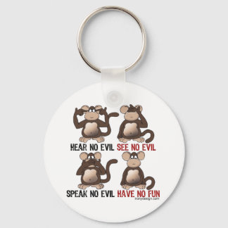 Wise Monkeys Humour Keychain