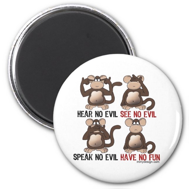 Wise Monkeys Humour Magnet (Front)