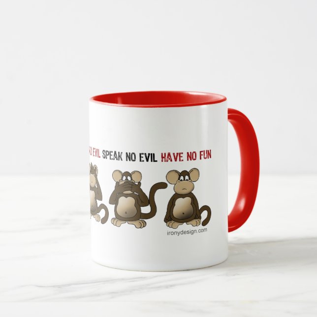 Wise Monkeys Humour Mug (Front Right)