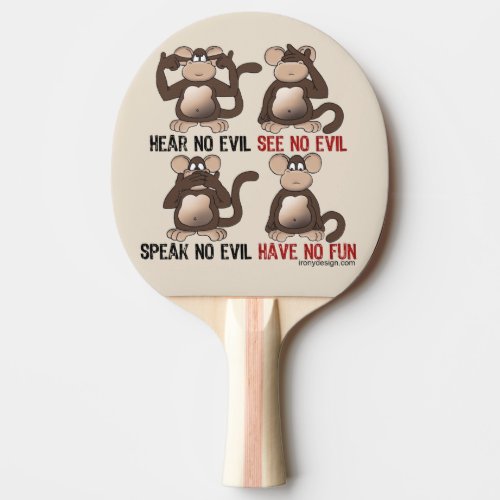 Wise Monkeys Humour Ping_Pong Paddle