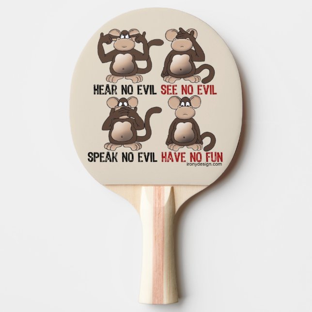 Wise Monkeys Humour Ping-Pong Paddle (Front)
