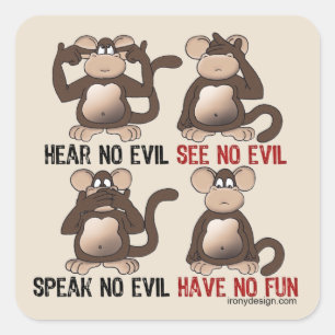 Wise Monkeys Humour Square Sticker