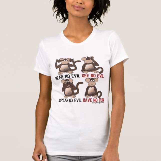 Wise Monkeys Humour T-Shirt (Front)