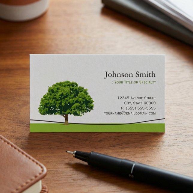 Wise Oak Tree Symbol - Professional Tree Service Business Card (Creator Uploaded)
