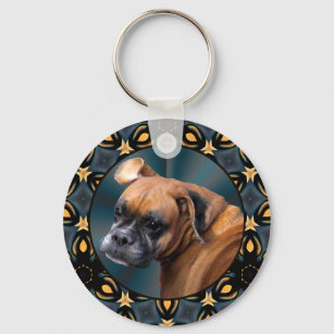 Colorful Boxer Dog Keychain 