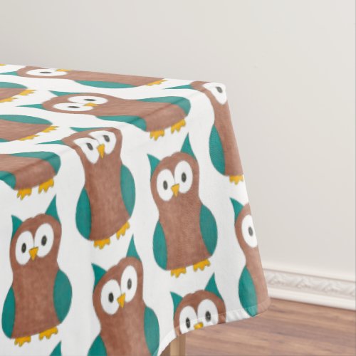 Wise Old Brown Owl Hoot Bird Animal Print Tablecloth