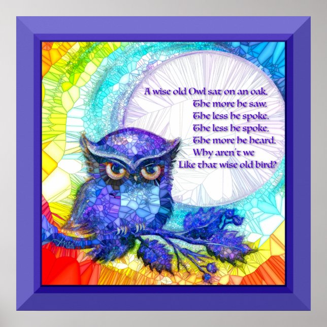 Wise Old Owl Bordered Poster (Front)