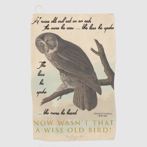 Wise old owl golf towel