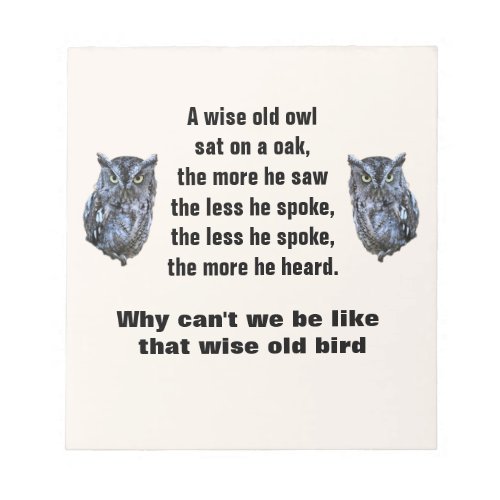 WISE OLD OWL Notepad