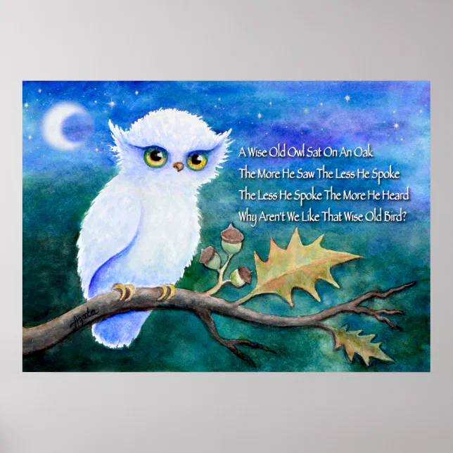 Wise Old Owl Rhime Poster | Zazzle
