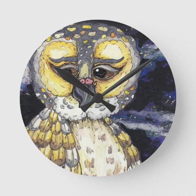 Wise Old Owl Round Clock (Front)