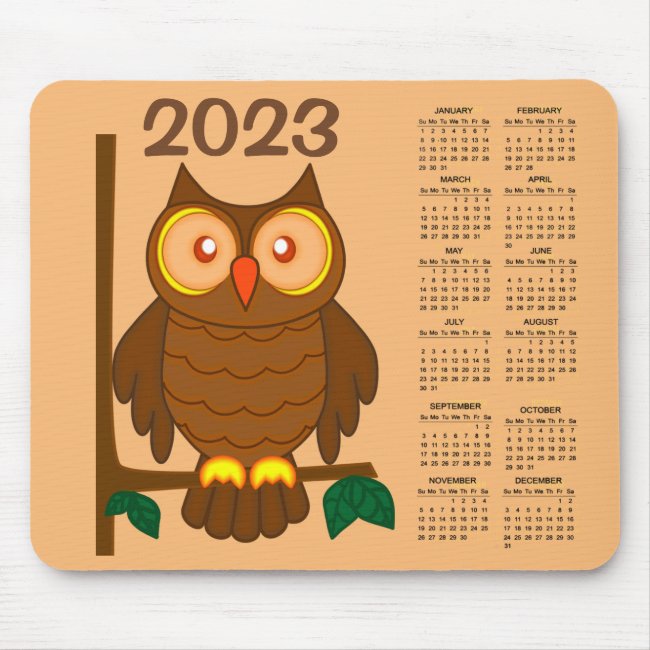 Wise Owl 2023 Gold Calendar Mousepad