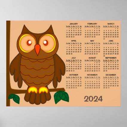 Wise Owl 2024 Calendar Poster