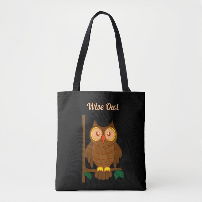 Wise Owl Black Tote Bag
