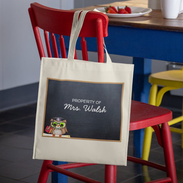 Wise Owl Chalkboard Personalized Teacher Tote (Creator Uploaded)