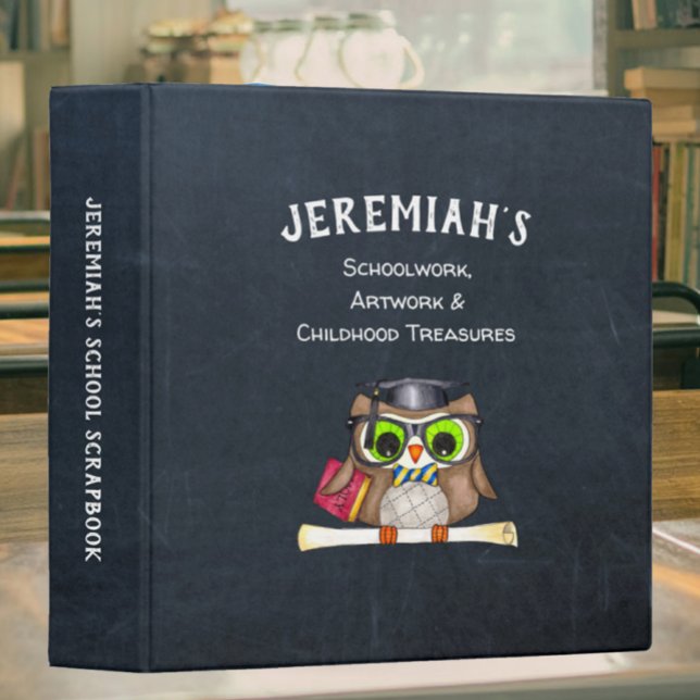 Wise Owl Chalkboard School Work and Artwork 3 Ring Binder (Creator Uploaded)