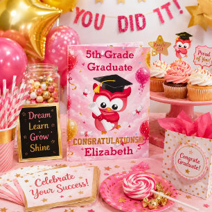 Wise Owl Cute Red Owl Graduation  Card