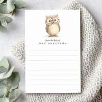 Wise owl from the desk of name lined