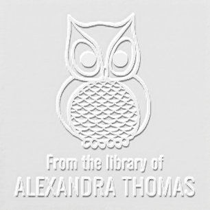 Wise Owl “From the Library of” Book Name Embosser