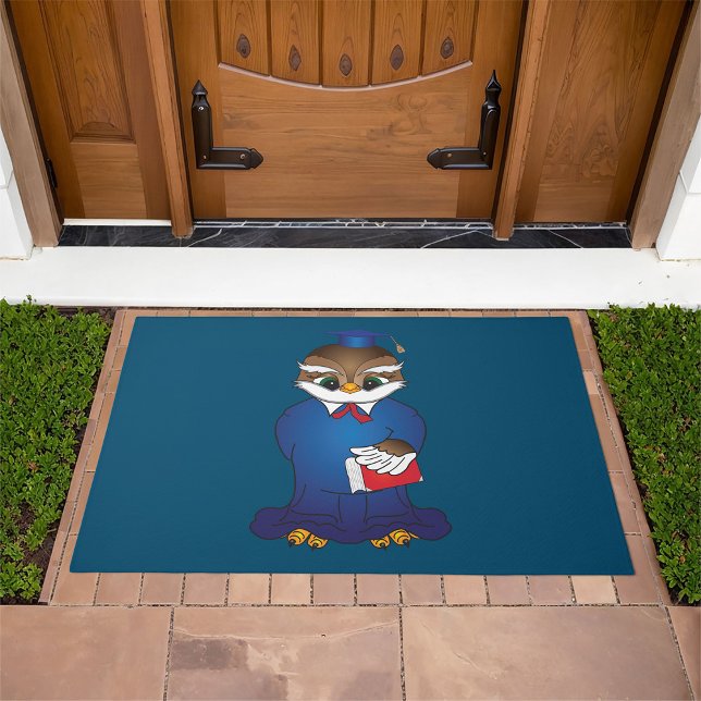 Wise Owl Graduation Cute Scholar Bird  Doormat (Creator Uploaded)