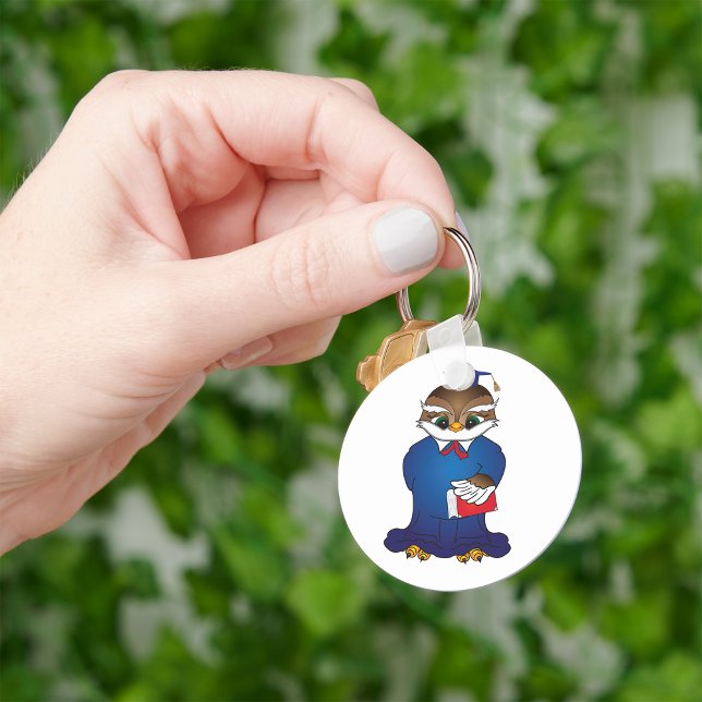 Wise Owl Graduation Cute Scholar Bird  Keychain (Creator Uploaded)
