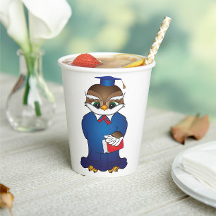 Wise Owl Graduation Cute Scholar Bird Paper Cups