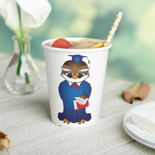 Wise Owl Graduation Cute Scholar Bird  Paper Cups (Creator Uploaded)