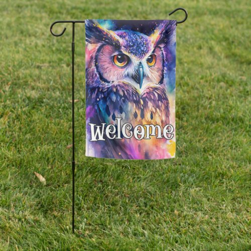 Wise Owl Illustration Garden Flag