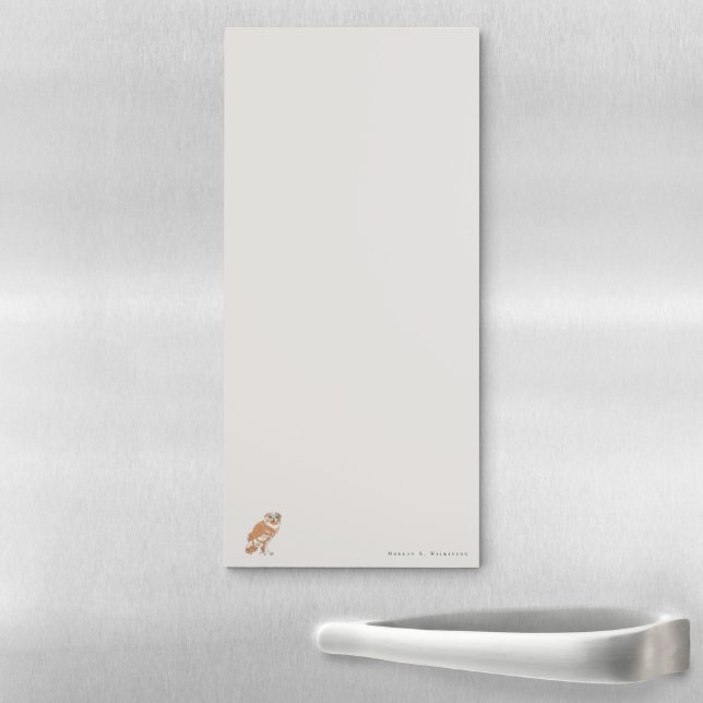 Wise Owl Illustration Minimalist Personalized Magnetic Notepad (In Situ)