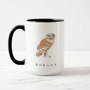 Wise Owl Illustration Personalized Name Custom Mug