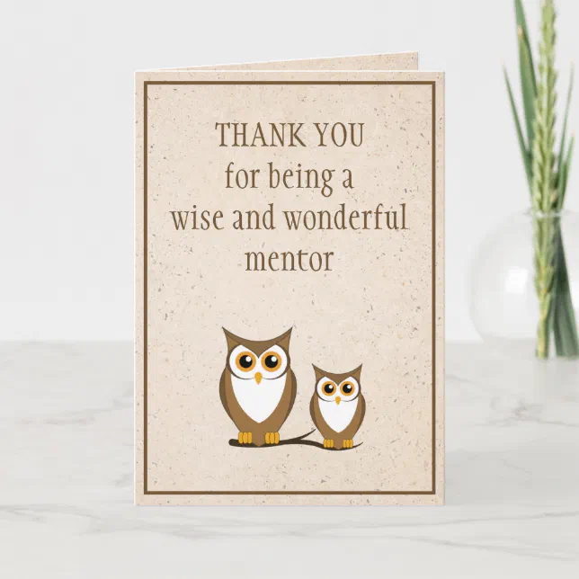 Wise Owl Mentor Thank You Card Zazzle